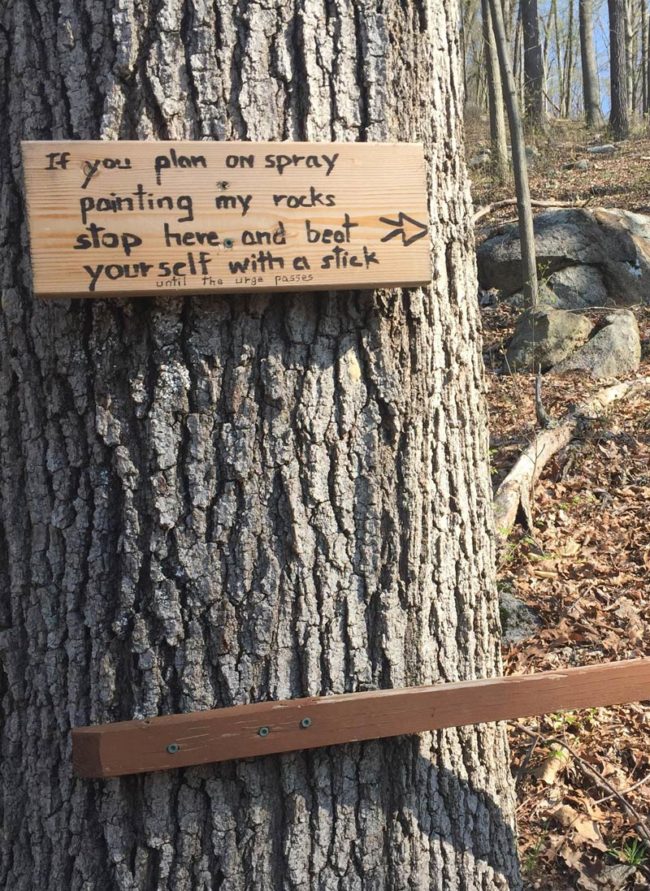 Trail sign in a state park near Bear Mountain, NY