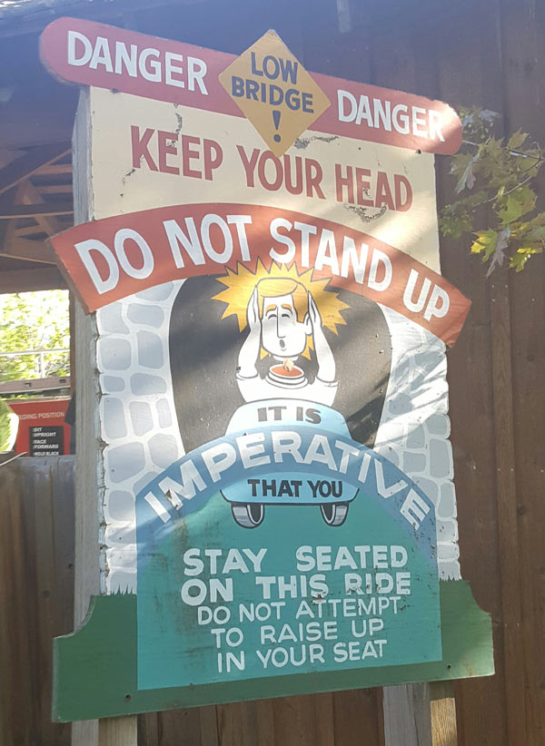 This roller coaster warning sign