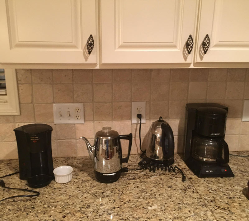 My mom uses 4 different brewers/kettles to make coffee...she lives by herself