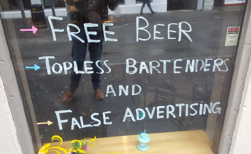 Saw this in the window of a bar in Iceland