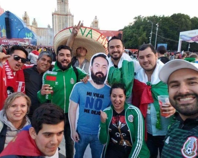 A group of Mexican fans came to Russia with a cardboard photo of the friend whose wife didn’t let him go