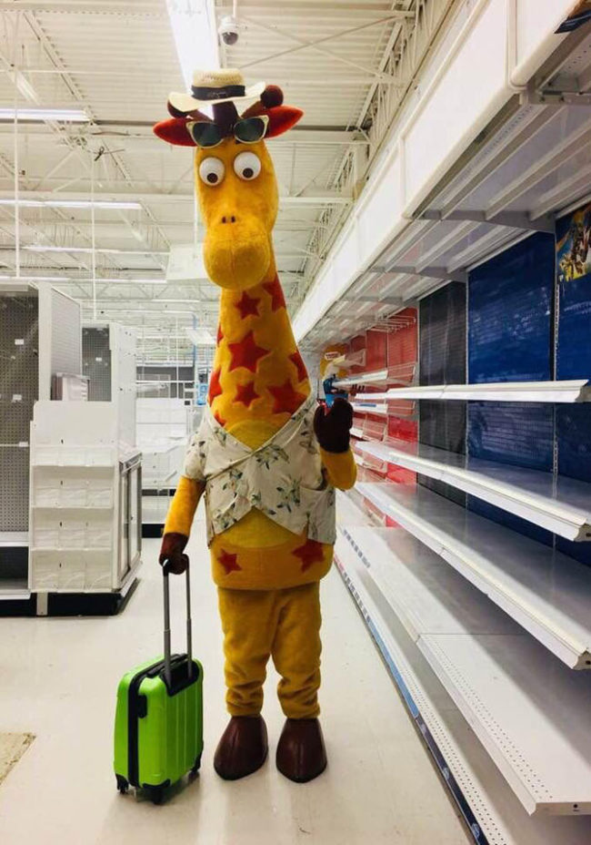 Toys r Us giraffe saying goodbye one last time