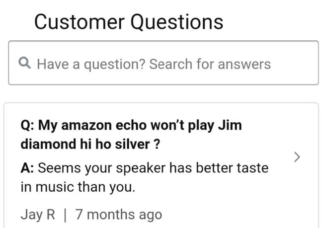 Found on Amazon's Echo Customer Questions