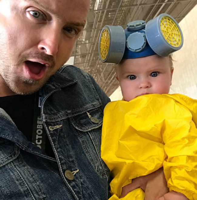 Aaron Paul teaching his daughter the family business