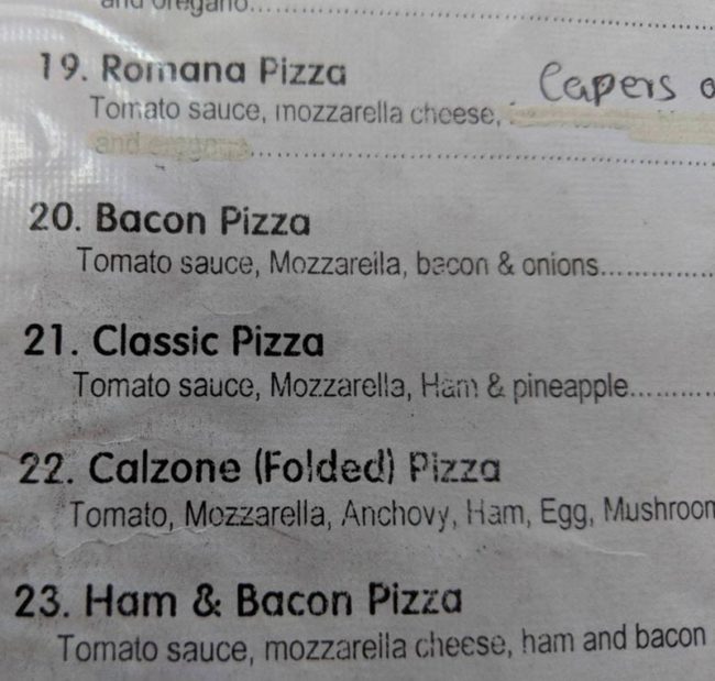 Traveling in Tanzania, they have a unique definition of Classic Pizza