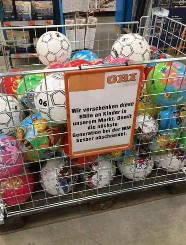 A German store is giving soccer balls away for free so that the next generation plays better