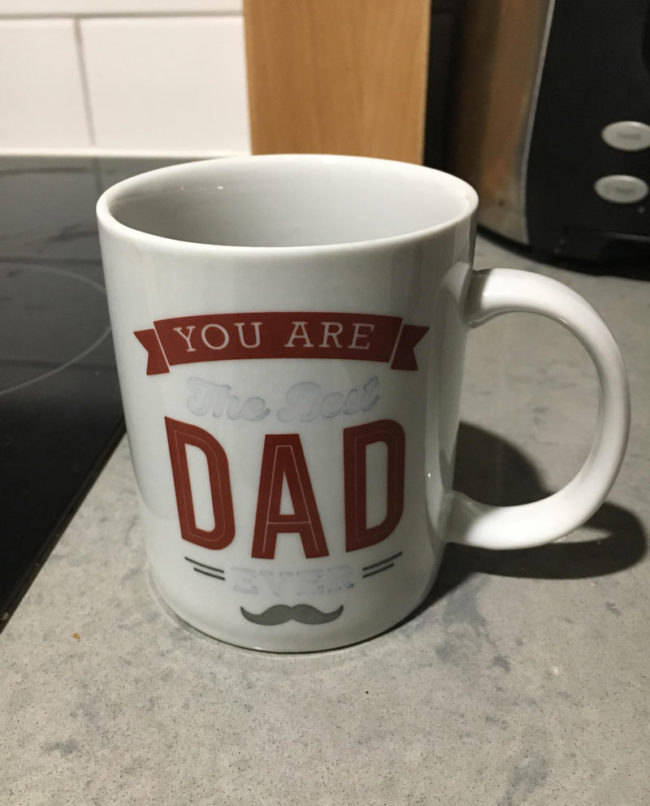 My mugs starting to fade, now I’m just Dad..