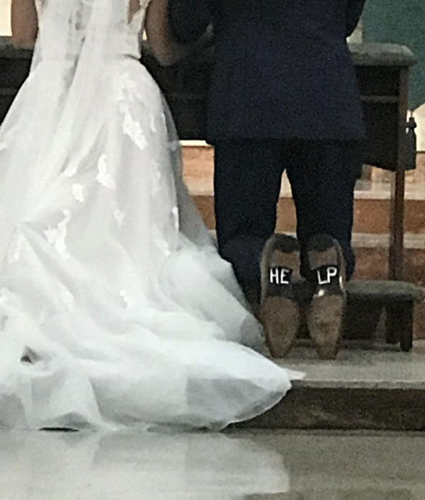 Grooms shoes at my friends Catholic wedding
