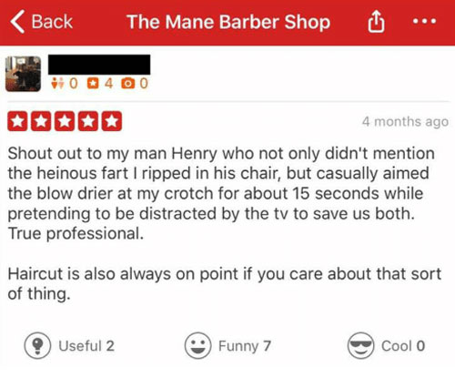My favourite barber shop review
