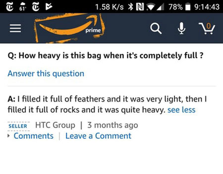 This backpack seller's answer