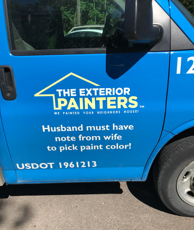 The disclaimer on this paining company's van