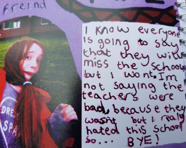My little sister's farewell message in her school's yearbook