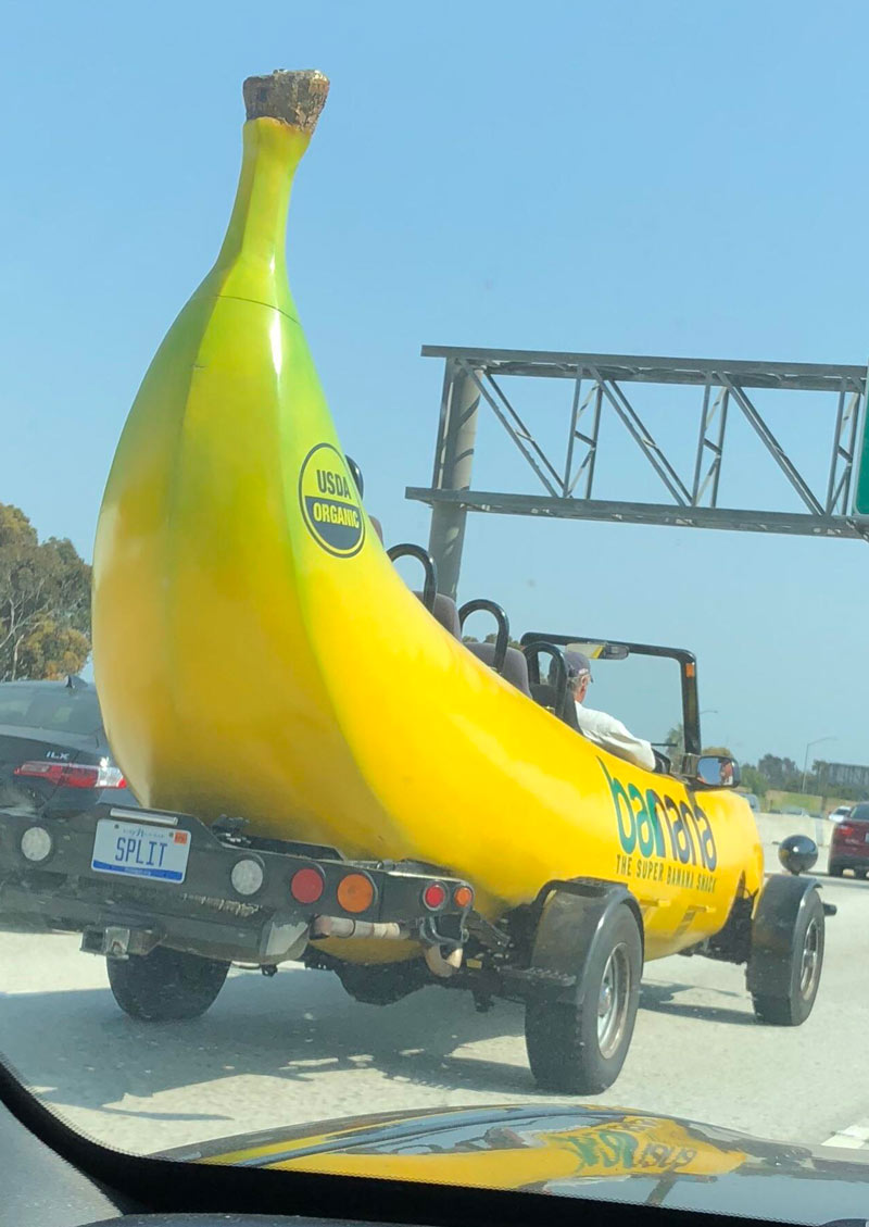 This Banana car and its license plate