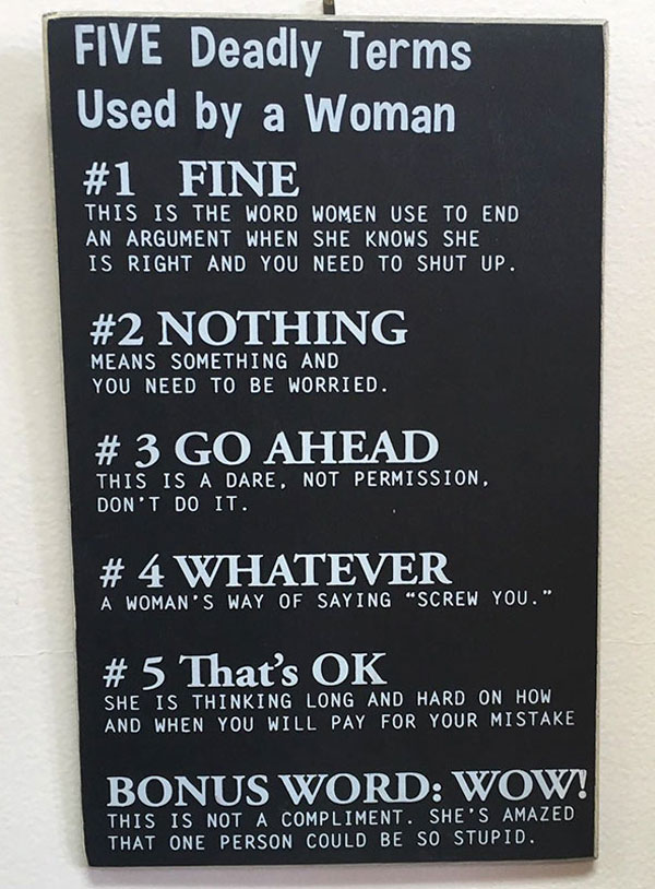Deadly terms used by a woman