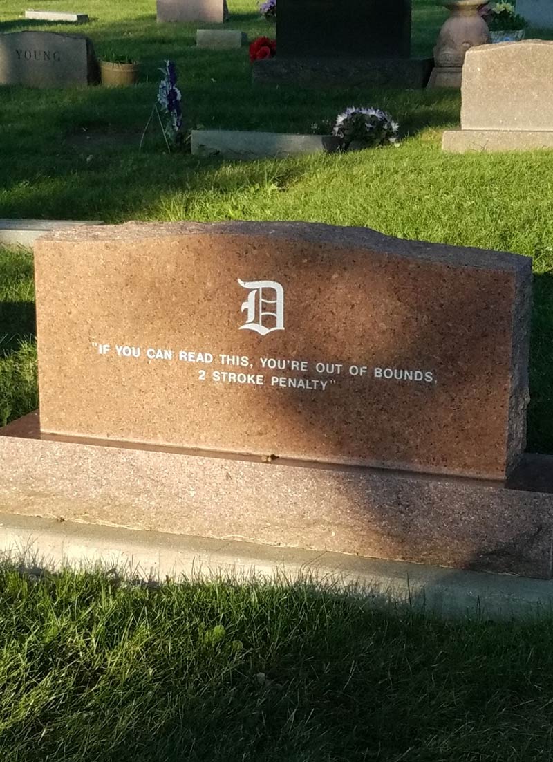 My ball ended up near this headstone on my local course