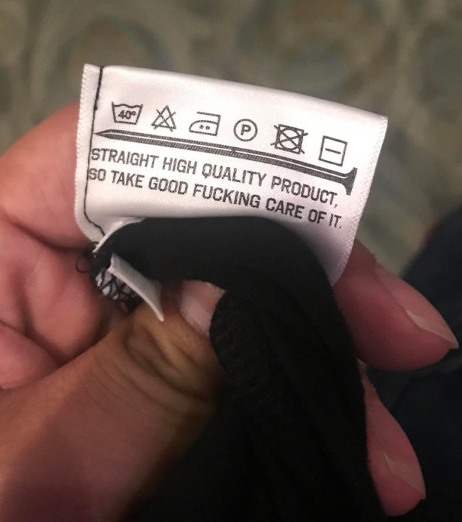 The tag on my new shirt