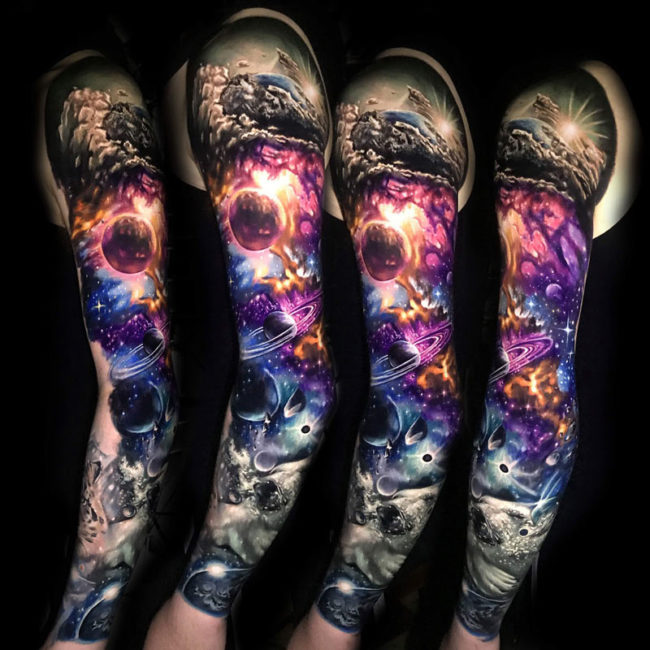 Space sleeve with vivid colors