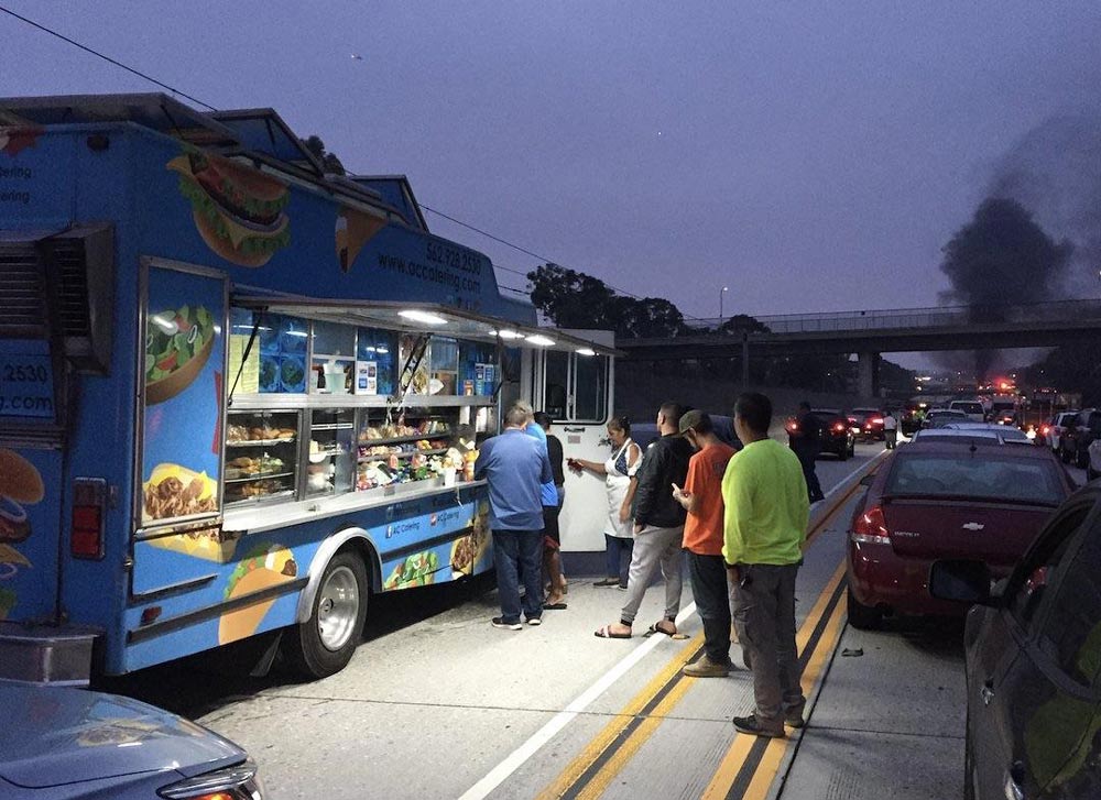 Taco truck started doing business during accident related traffic jam