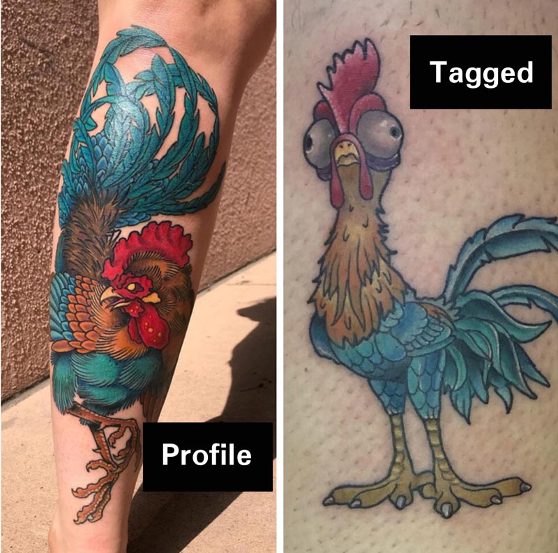 Tagged vs Profile pics, Tattoo edition