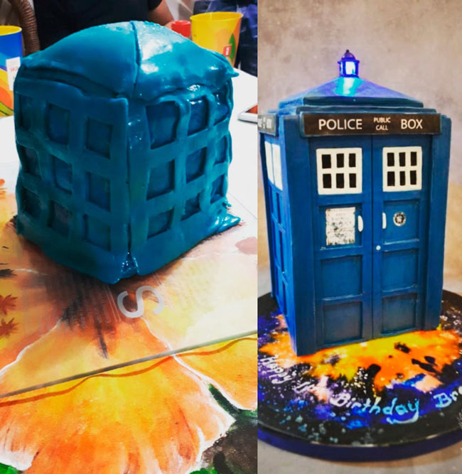 My girlfriend and friends decided to make a Tardis cake