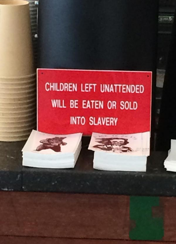 This cafe's policy for unattended children