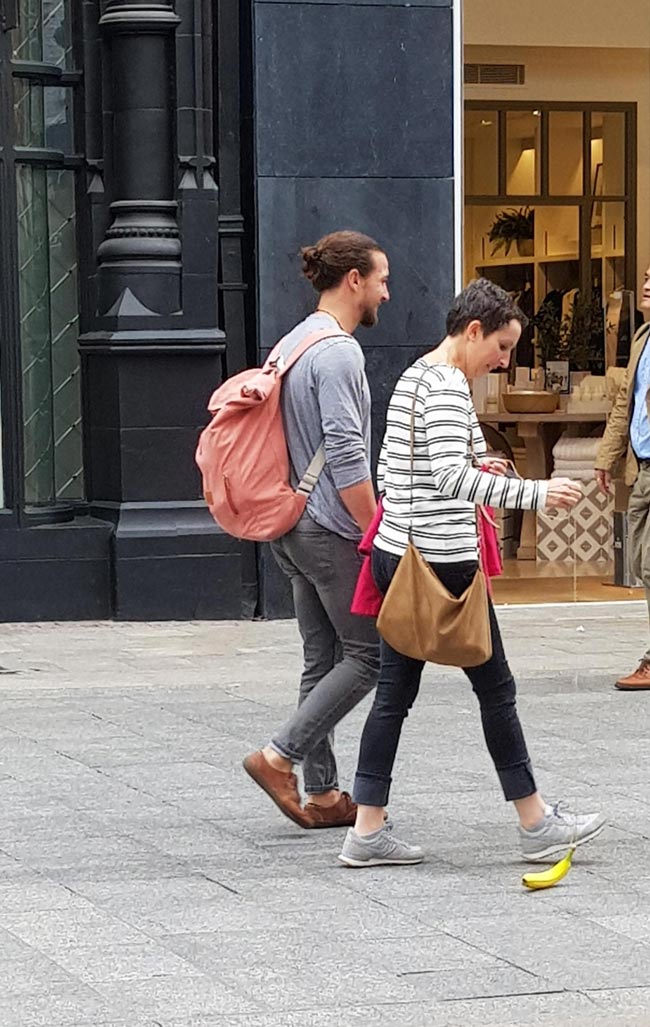 This lady walking a banana on Grafton street, Dublin