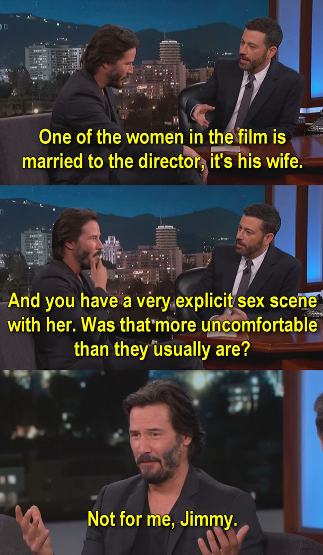 Keanu Reeves on his sex scene with the director's wife