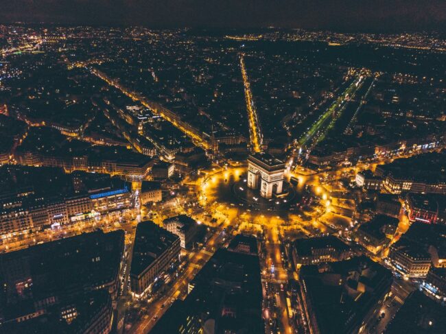 Paris from above at night