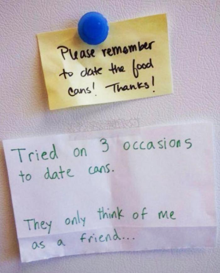 Please remember to date the food cans!