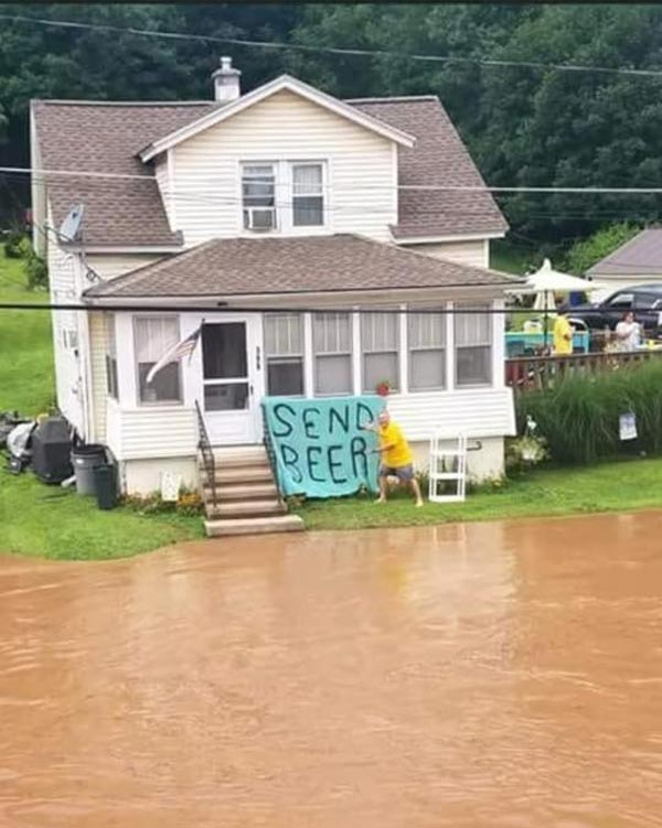 Several counties in PA are flooding due to record amounts of rainfall over the past few weeks. Thousands of small-town residents are cut off from supplies - tragic images like this are surfacing on social media