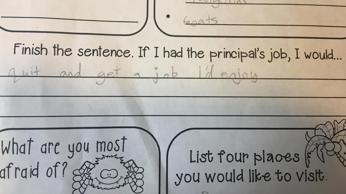 The best answer my daughter has ever given on a worksheet