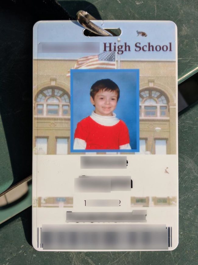 My daughter went to Preschool, then we home-schooled her for 9 years, and last week she started High School. Apparently for your student ID, they use the last photo on record