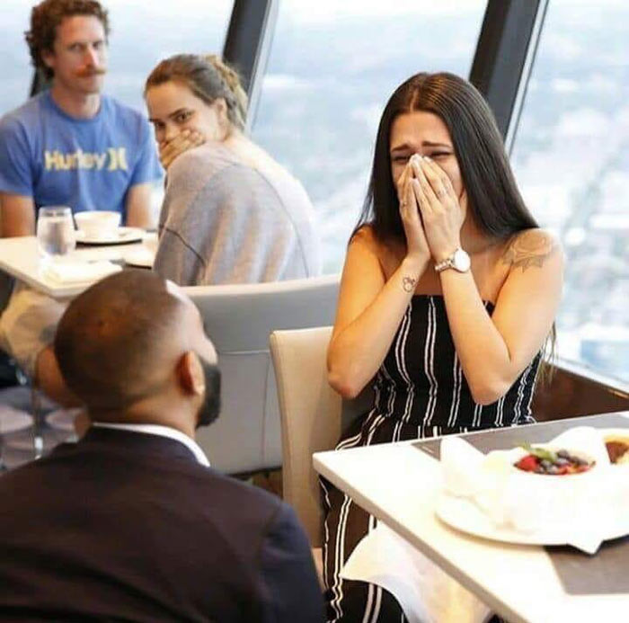 At that moment the guy in blue regretted being there and started preparing an answer for the upcoming “Sooo?” from his girl