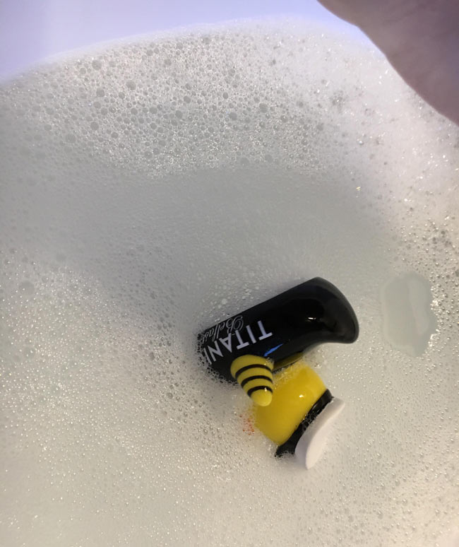 The rubber ducky souvenir from the titanic museum can’t float upright