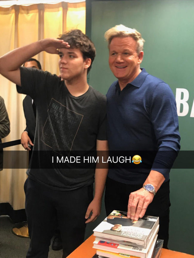 I saw Gordon Ramsay today. I told him to do the same pose, but instead left me hanging and said "What are you doing, looking for your girlfriend?"