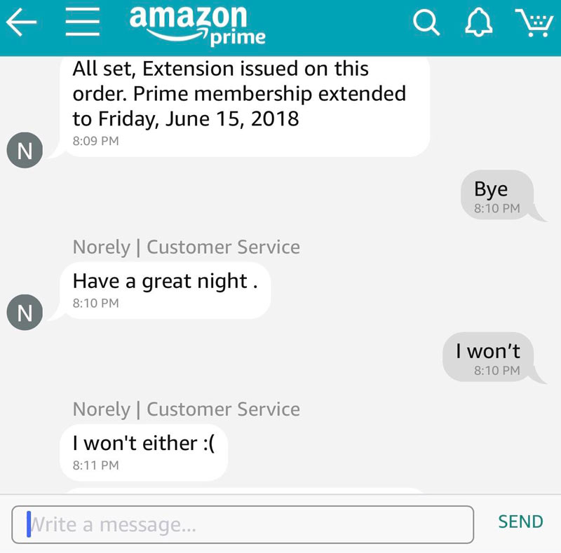 I upset an Amazon customer service representative