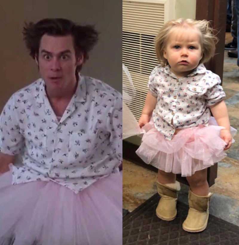 My one year old girl as Mental Hospital Ace Ventura