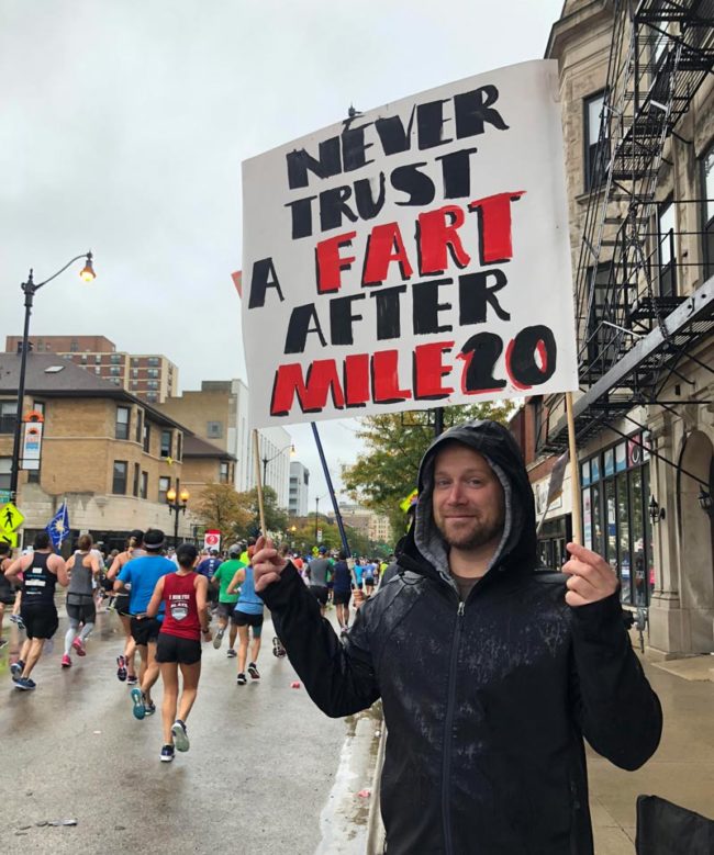 I made lots of strangers laugh yesterday at the Chicago Marathon