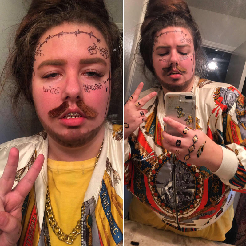 My girlfriend's badass Post Malone costume for Halloween