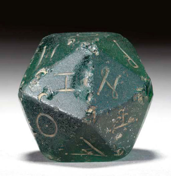 Ancient Roman glass gaming die from the second century