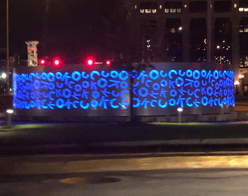 There's a big ring on an intersection in Oklahoma City that says OKC over and over. Locals have taken to calling it The cock ring