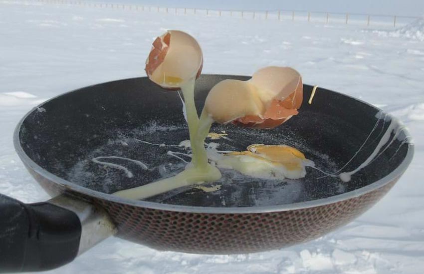 Trying to fry an egg in Antarctica