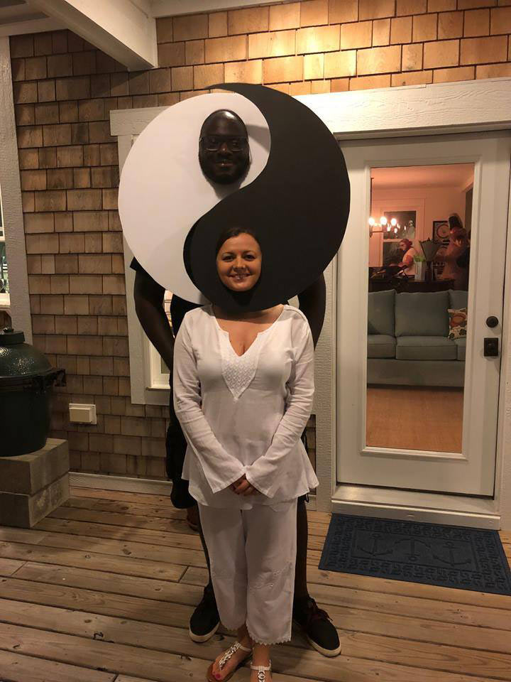 My friend's Halloween costume as Yin and yang