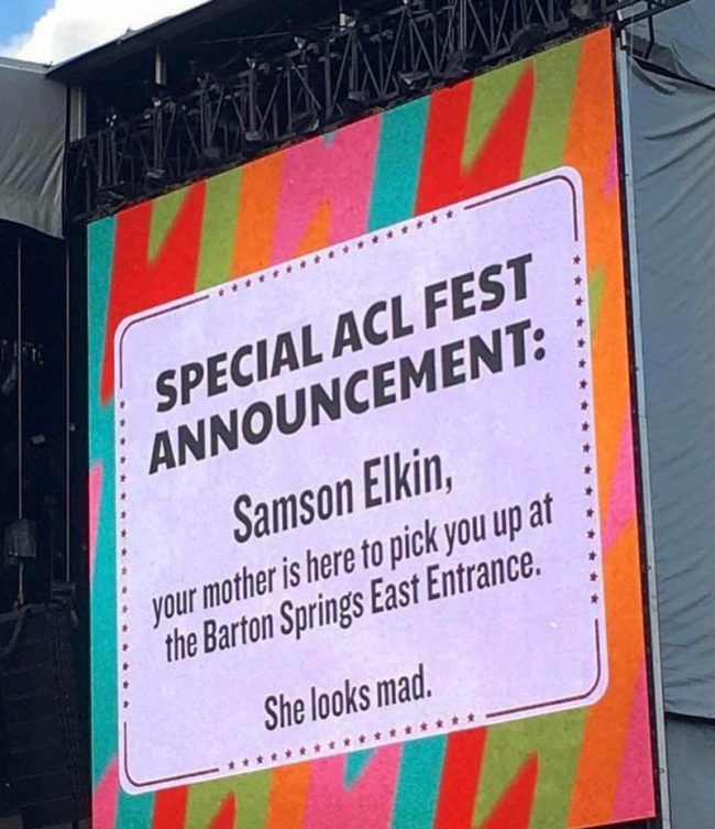 Seen at Austin City Limits festival. RIP Samson