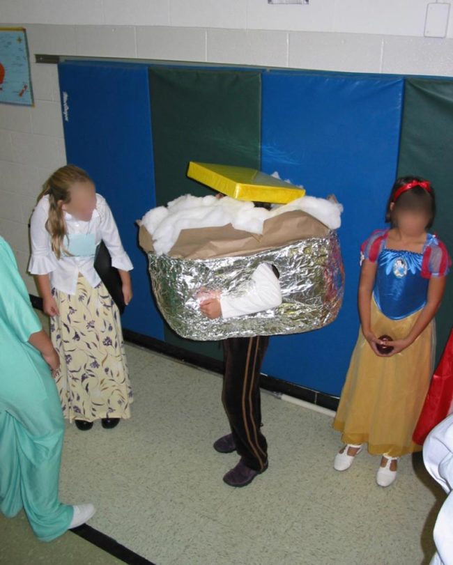 In 5th grade I was a baked potato for Halloween