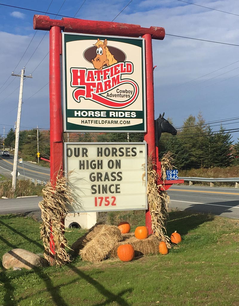 A local farmer's sign after legalization of cannabis in Nova Scotia, Canada