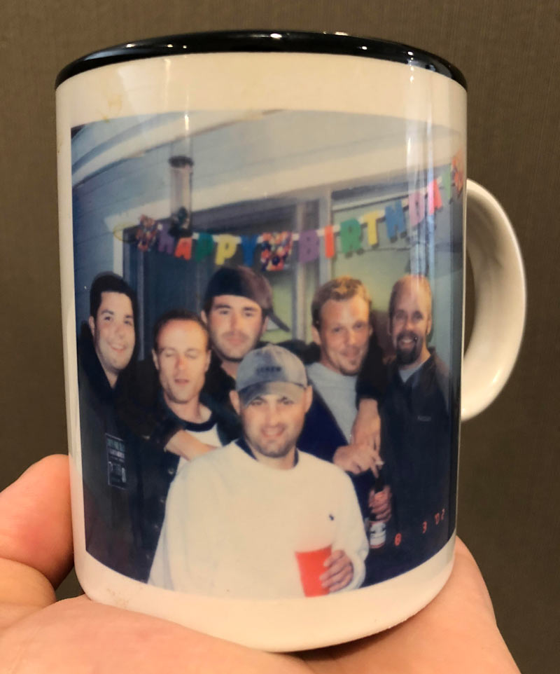 This is my favorite mug. I got it at a thrift store and have no idea who these people are