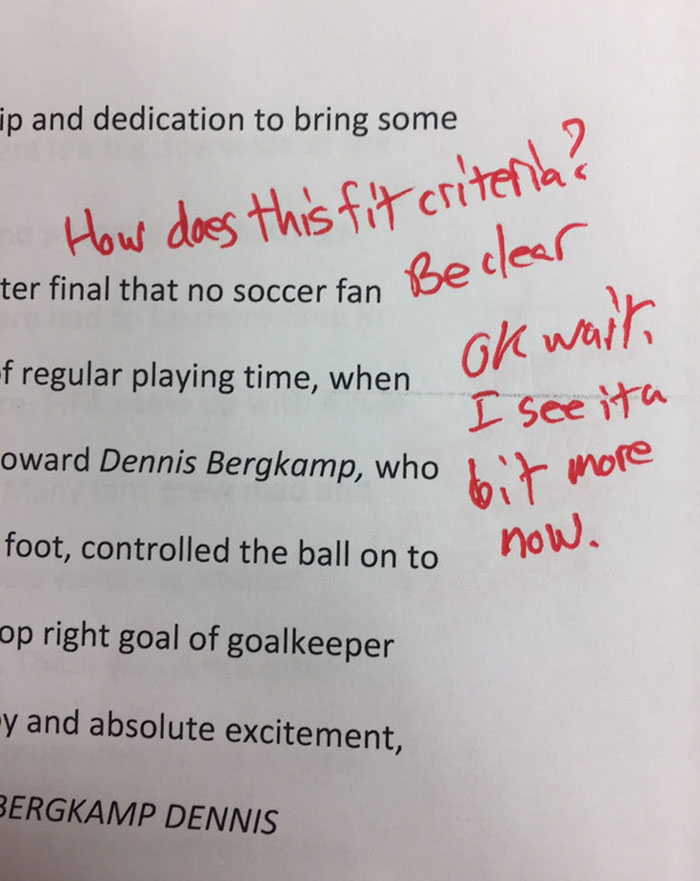 My professor answered his own question on my essay review.. I couldn’t stop laughing