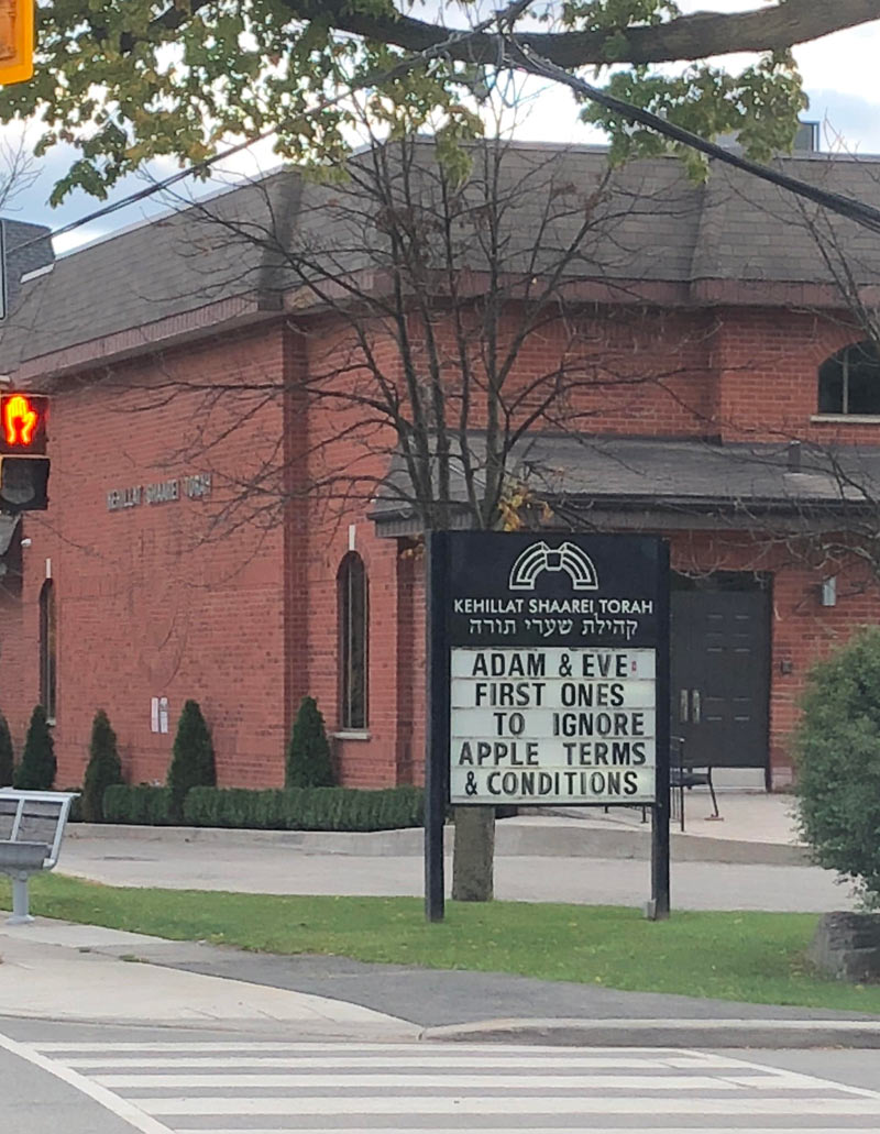 This synagogue sign in Toronto