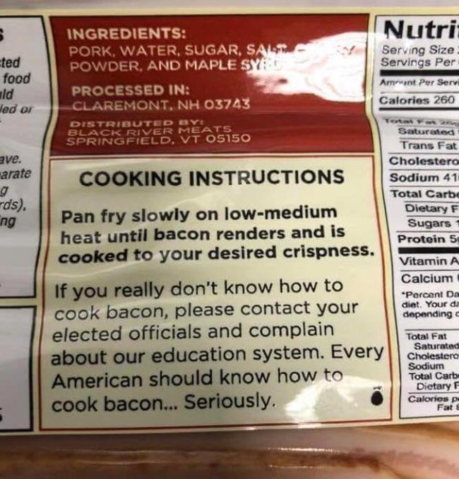 Bacon cooking instructions